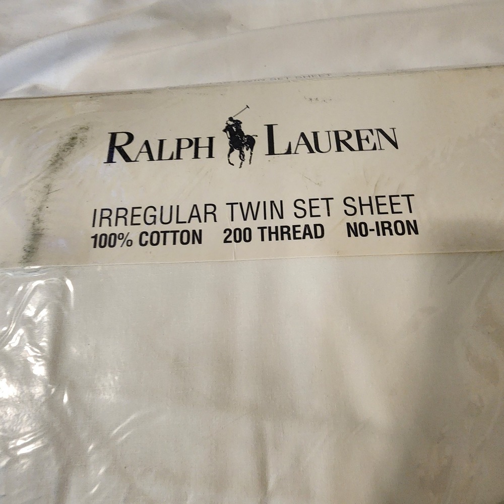 RALPH LAUREN WHITE IRREGULAR TWIN/TWIN XL FLAT SHEET 66 X 96 100% COTTON - Picture 2 of 4